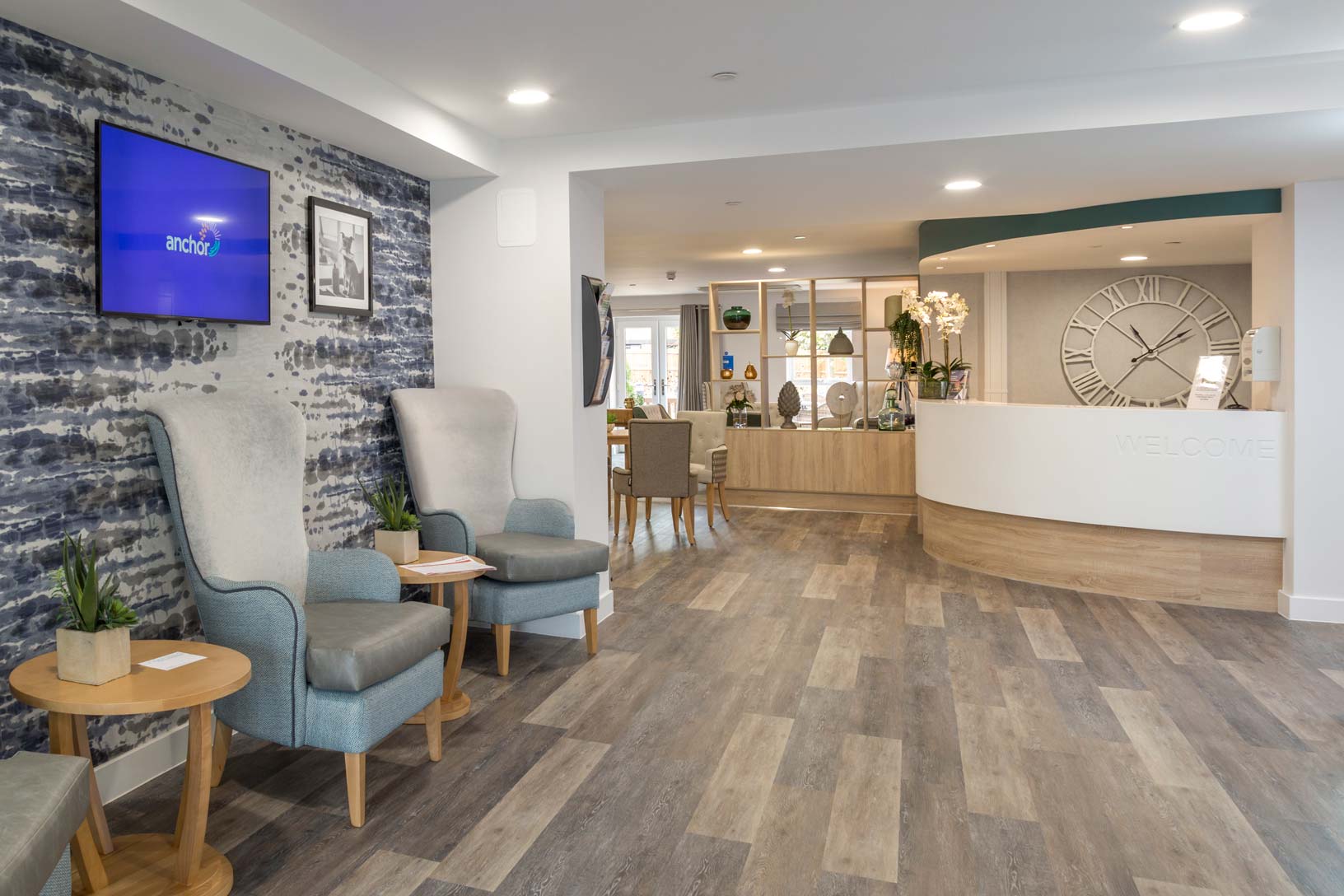 Modern reception area at The Dials featuring comfortable seating and friendly staff.